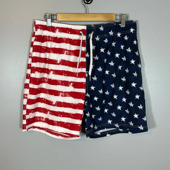 Trunks Surf & Swim Co Patriotic American Flag Swim Trunks Size Medium - Picture 1 of 10